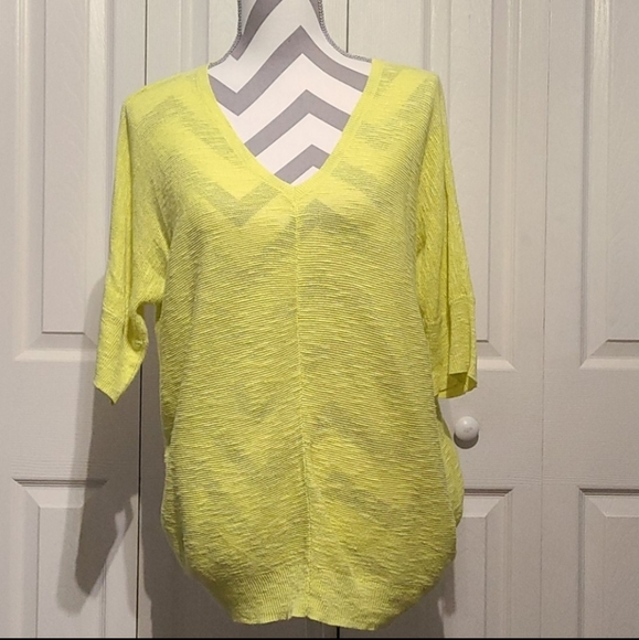 Eileen Fisher Honeydew Organic Linen V-Neck Tunic Sweater Top - Picture 2 of 3